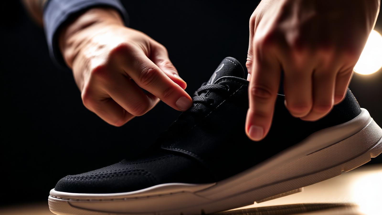 Close inspection of stitching and sole construction on a sneaker before ordering